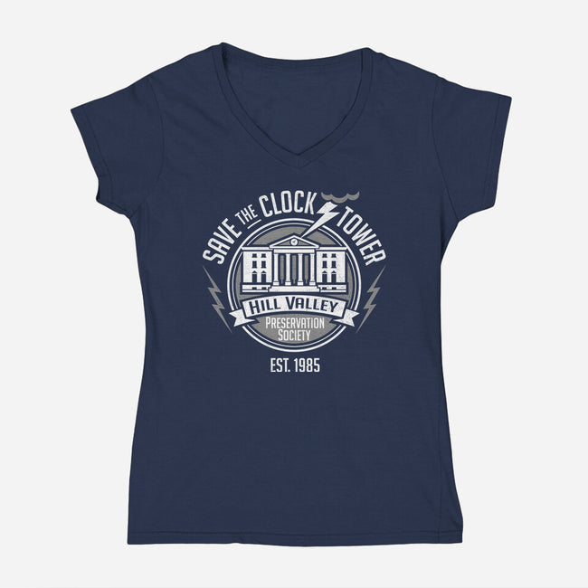 Hill Valley Preservation Society-womens v-neck tee-DeepFriedArt