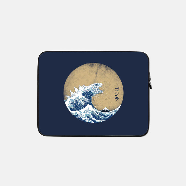 Hokusai Gojira-none zippered laptop sleeve-Mdk7