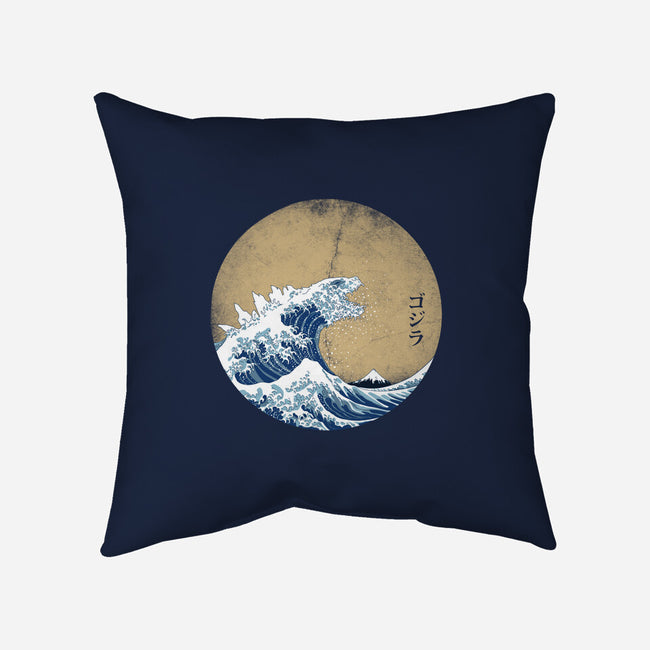 Hokusai Gojira-none removable cover w insert throw pillow-Mdk7