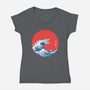 Hokusai Gojira-Variant-womens v-neck tee-Mdk7
