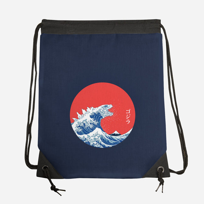 Hokusai Gojira-Variant-none drawstring bag-Mdk7