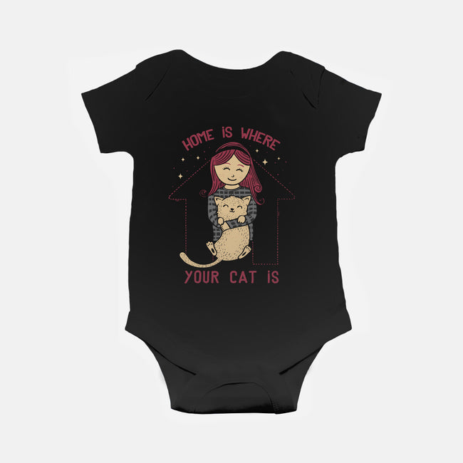Home Is Where Your Cat Is-baby basic onesie-tobefonseca