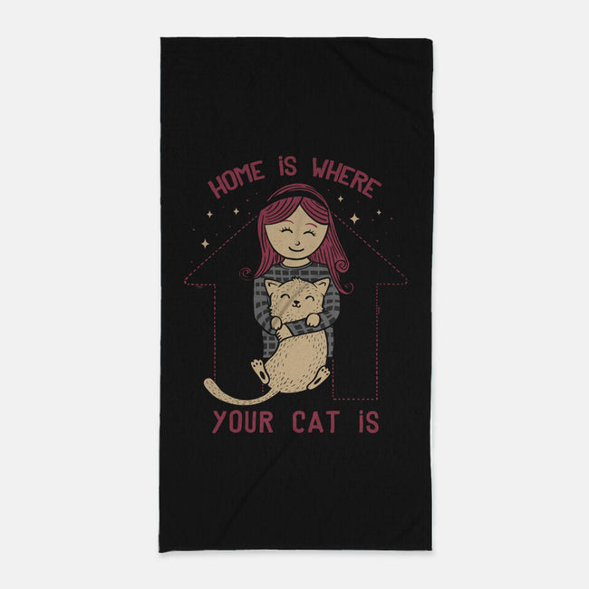 Home Is Where Your Cat Is-none beach towel-tobefonseca