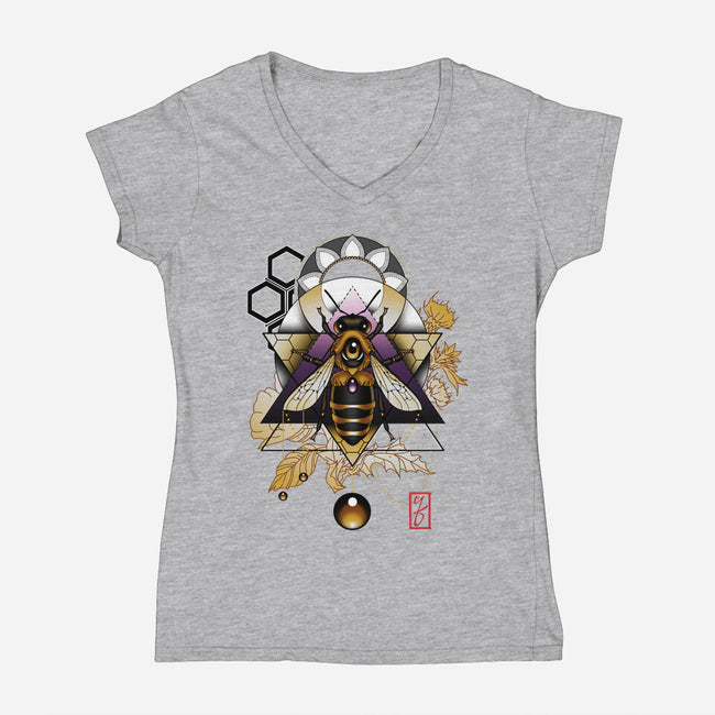 Honey Bee-womens v-neck tee-etcherSketch