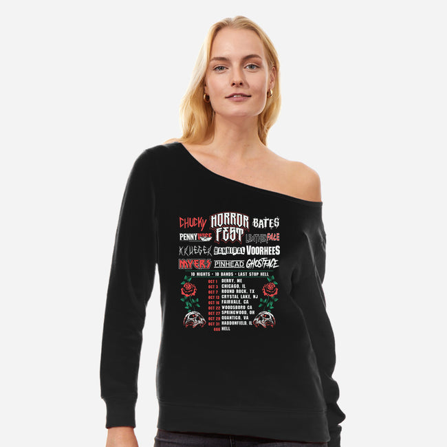 Horror Fest-womens off shoulder sweatshirt-CoD Designs