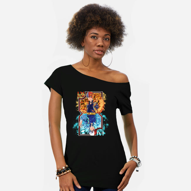 Hot and Cold Card-womens off shoulder tee-Coinbox Tees
