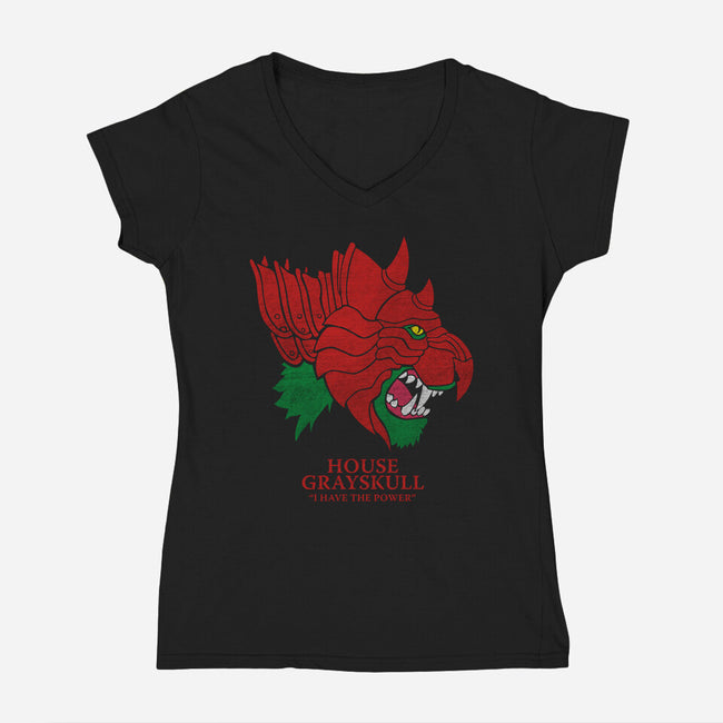 House Grayskull-womens v-neck tee-Melonseta