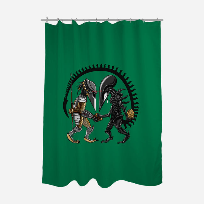 Hunter vs Hunted-none polyester shower curtain-SarahCave