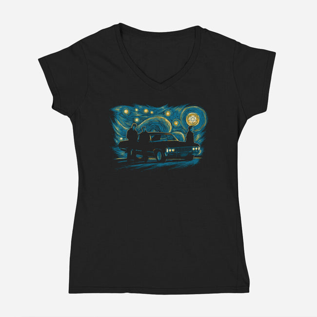 Hunters Night-womens v-neck tee-ddjvigo
