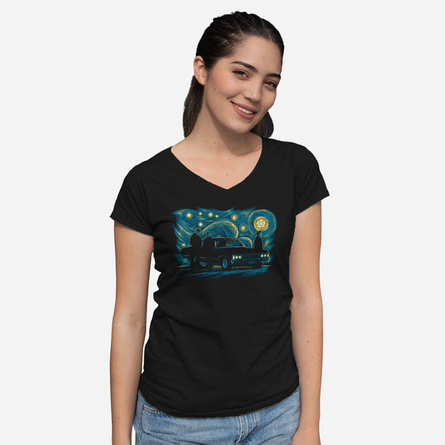 Hunters Night-womens v-neck tee-ddjvigo