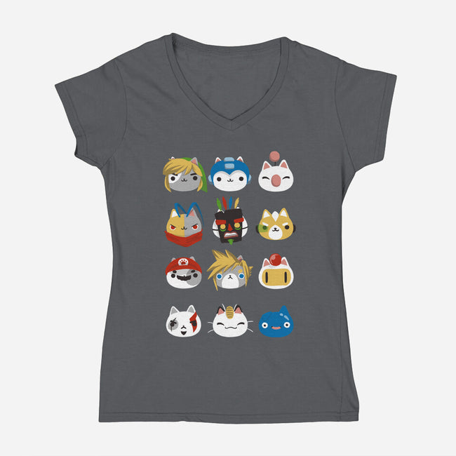 Gamer Cats-womens v-neck tee-BlancaVidal