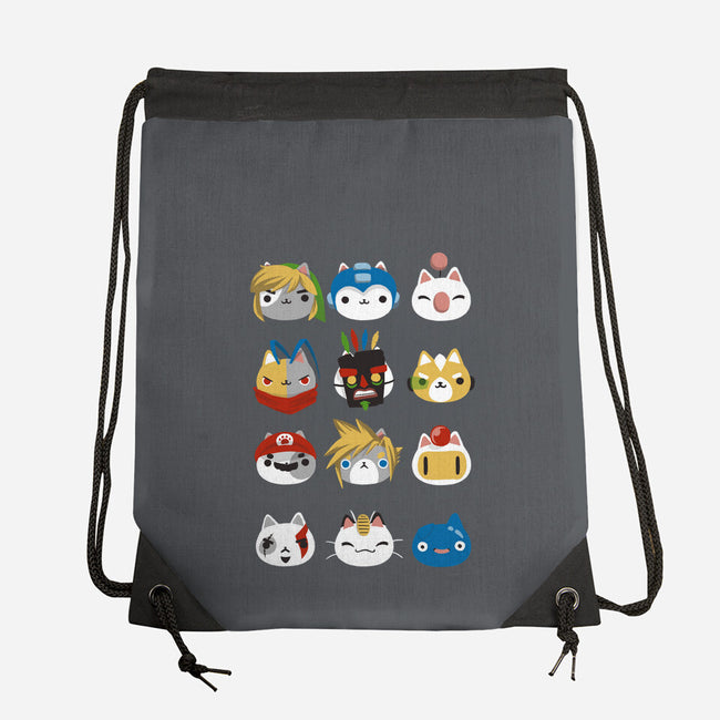 Gamer Cats-none drawstring bag-BlancaVidal