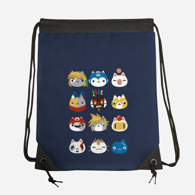 Gamer Cats-none drawstring bag-BlancaVidal