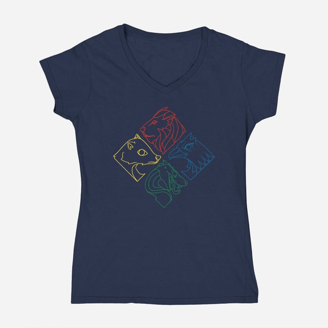 Geometric Houses-womens v-neck tee-theteenosaur