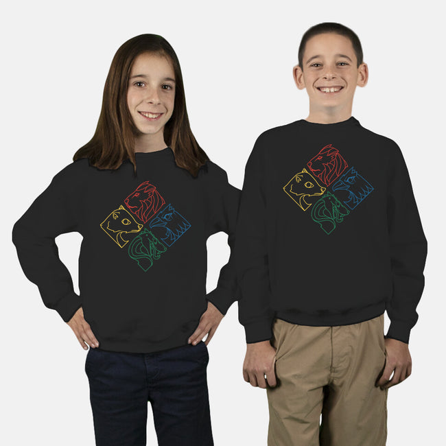 Geometric Houses-youth crew neck sweatshirt-theteenosaur