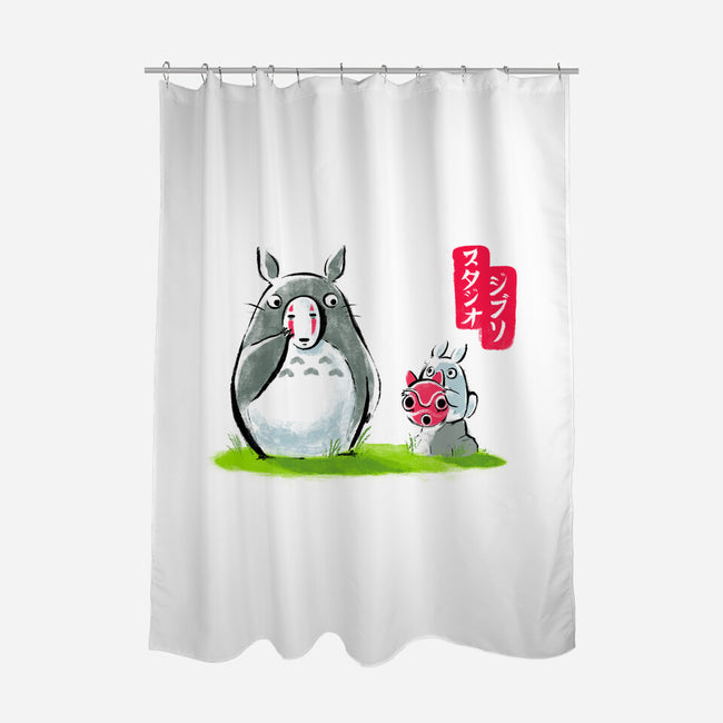 Ghibli Ink-none polyester shower curtain-BlancaVidal