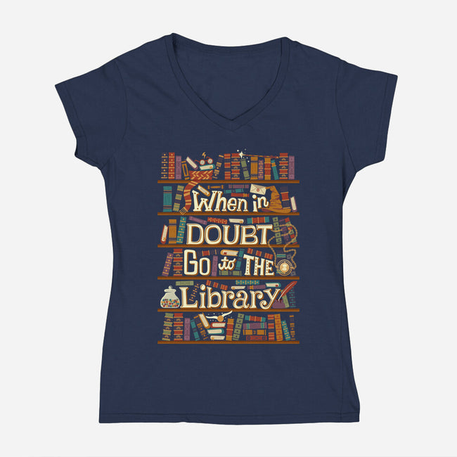 Go To The Library-womens v-neck tee-risarodil