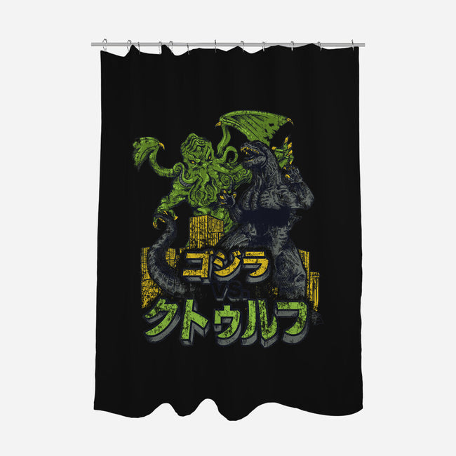 Godzilla vs. Cthulhu-none polyester shower curtain-Melee_Ninja