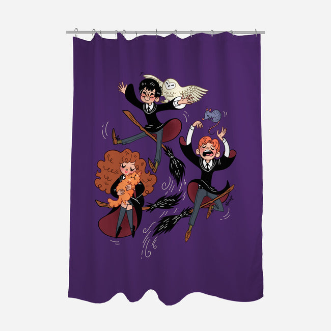 Golden Trio of Pets-none polyester shower curtain-asiadraws