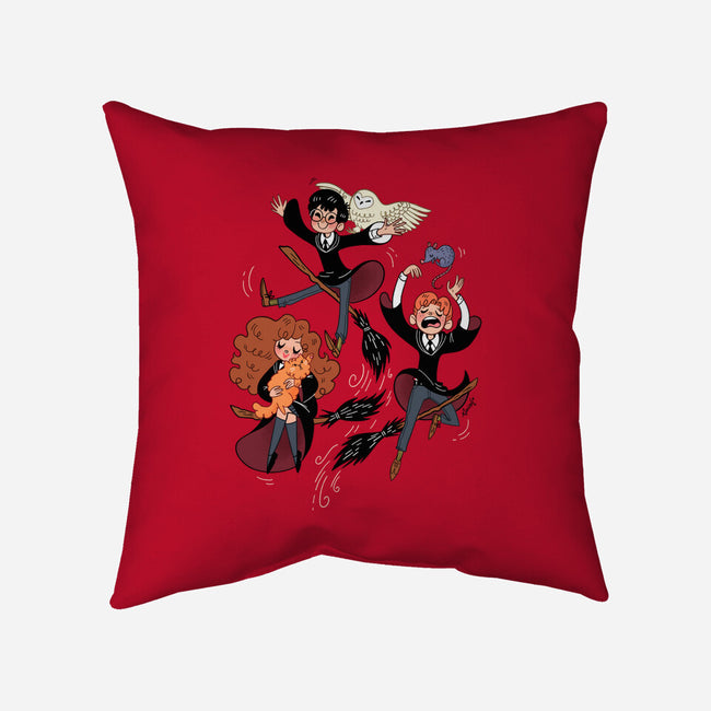 Golden Trio of Pets-none non-removable cover w insert throw pillow-asiadraws