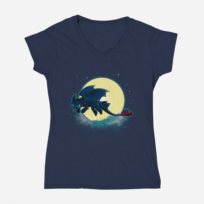 Goodnight Fury-womens v-neck tee-RebelArt