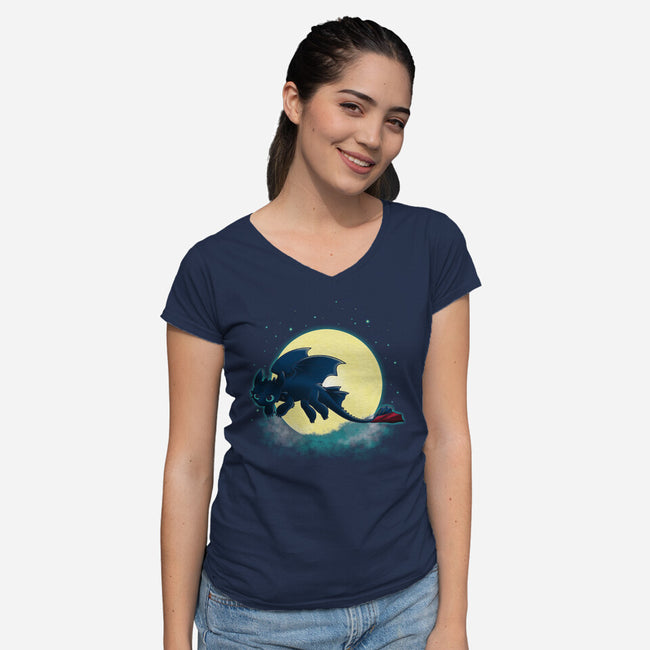 Goodnight Fury-womens v-neck tee-RebelArt