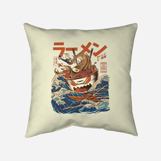 Great Ramen off Kanagawa-none removable cover throw pillow-ilustrata