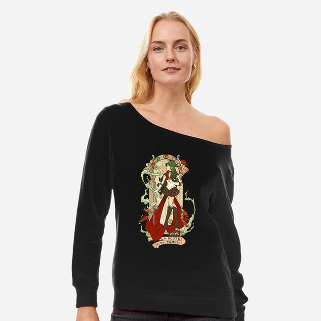 Guardian of Time-womens off shoulder sweatshirt-Eriphyle