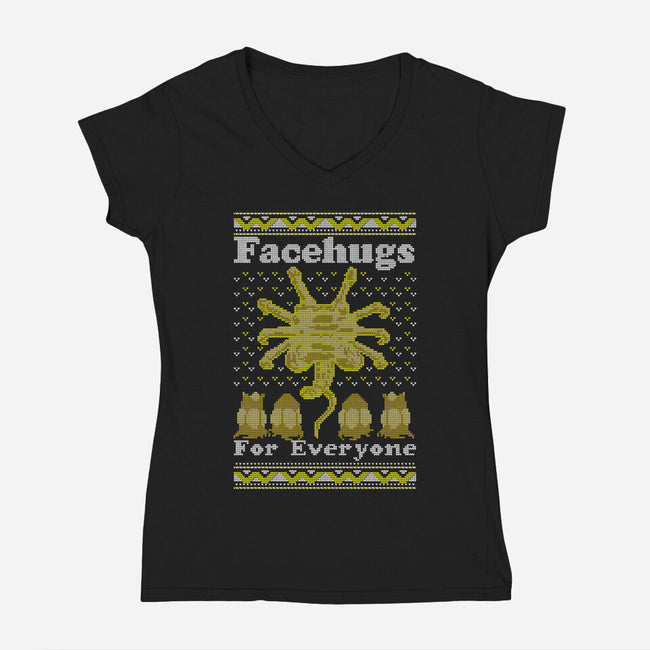 Face Hugs For Everyone-womens v-neck tee-maped