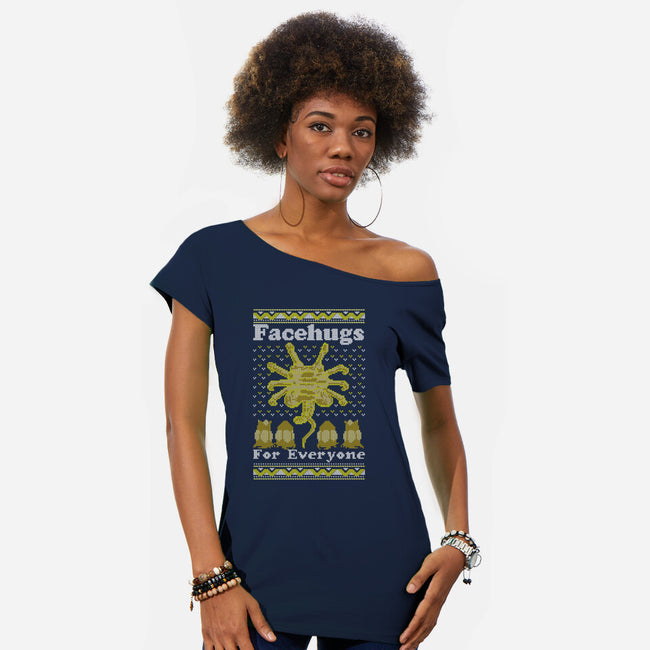 Face Hugs For Everyone-womens off shoulder tee-maped