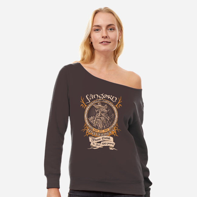 Fangorn University-womens off shoulder sweatshirt-Hootbrush