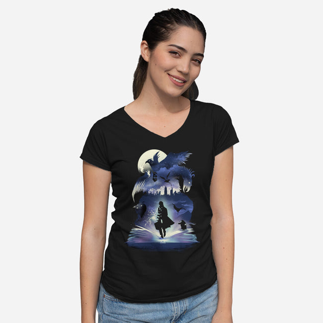 Fantastic Book of Magic-womens v-neck tee-dandingeroz