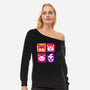 Fantastic Fox Friends-womens off shoulder sweatshirt-Miranda Dressler