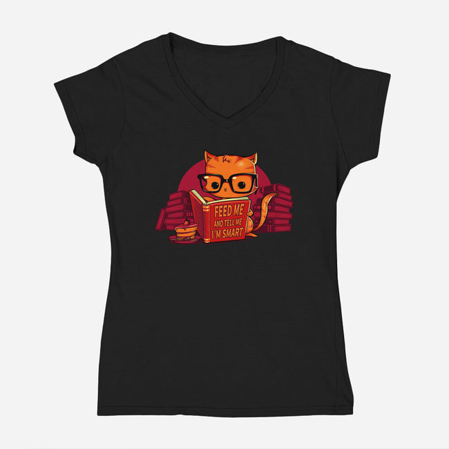 Feed Me And Tell Me I'm Smart-womens v-neck tee-tobefonseca