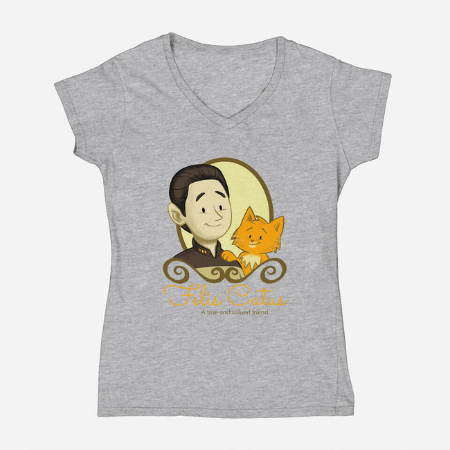 Felis Catus-womens v-neck tee-danidraws
