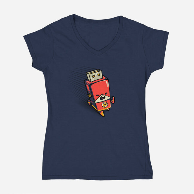 Flash Drive-womens v-neck tee-Wenceslao A Romero