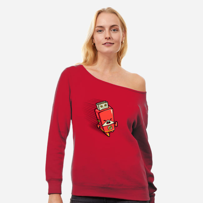 Flash Drive-womens off shoulder sweatshirt-Wenceslao A Romero