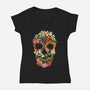 Floral Skull Vintage-womens v-neck tee-tobefonseca
