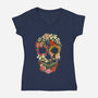 Floral Skull Vintage-womens v-neck tee-tobefonseca