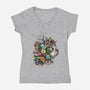 Flower Cat-womens v-neck tee-scarletknightco