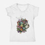 Flower Cat-womens v-neck tee-scarletknightco