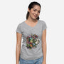 Flower Cat-womens v-neck tee-scarletknightco