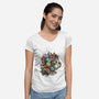 Flower Cat-womens v-neck tee-scarletknightco