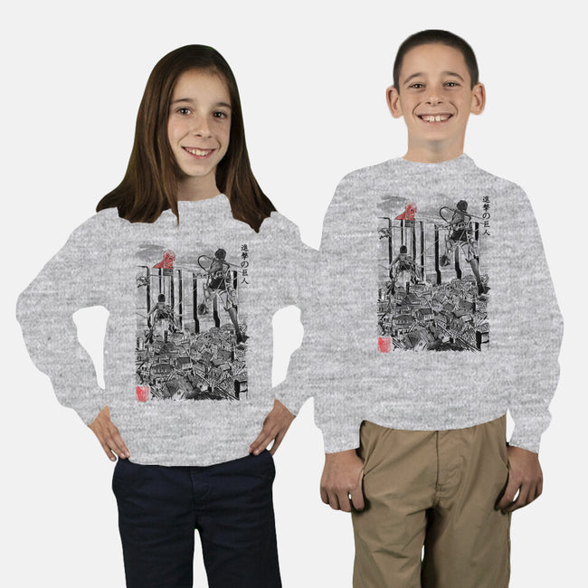 Flying for Humanity-youth crew neck sweatshirt-DrMonekers