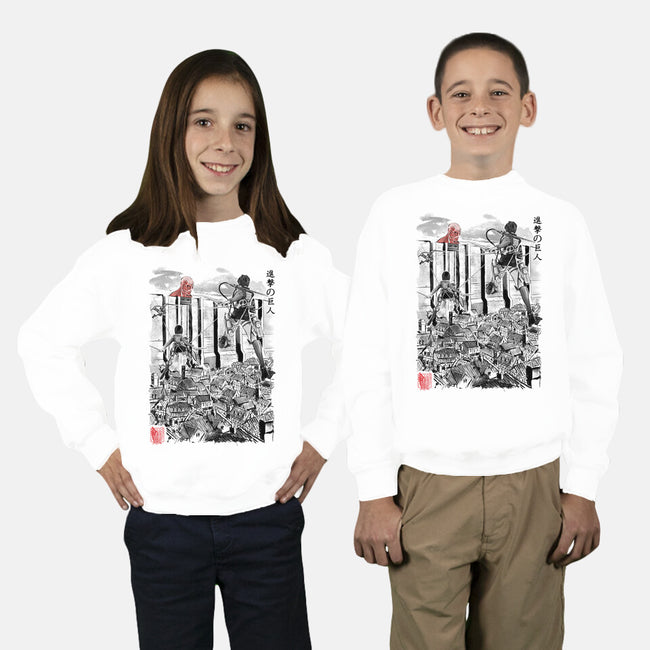 Flying for Humanity-youth crew neck sweatshirt-DrMonekers