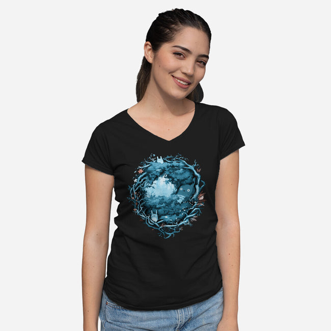 Forest Spirits-womens v-neck tee-Crumblin' Cookie