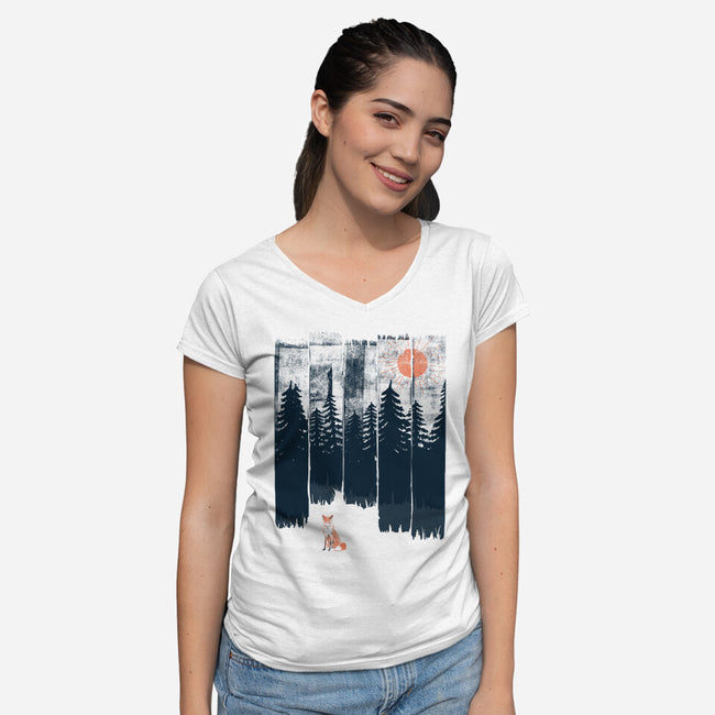 Fox In the Wild-womens v-neck tee-ndtank