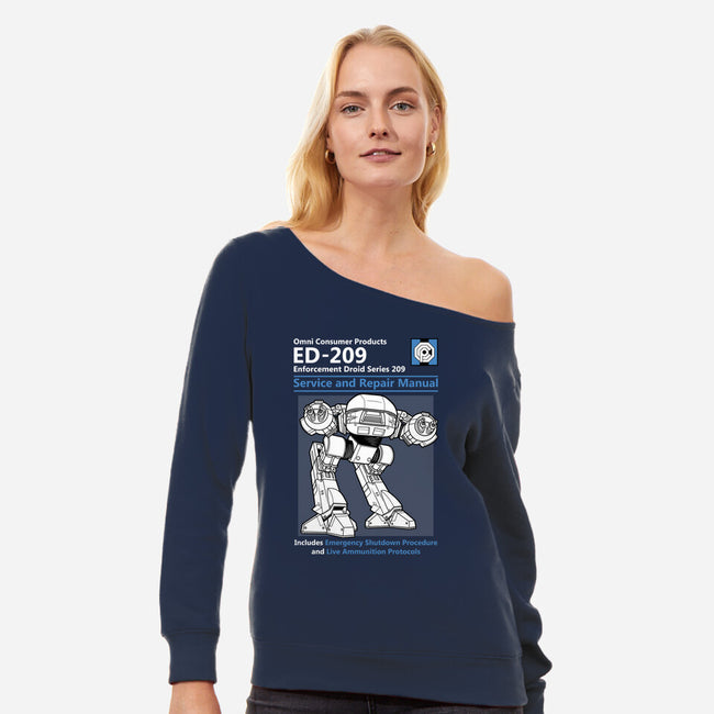ED-209-womens off shoulder sweatshirt-adho1982
