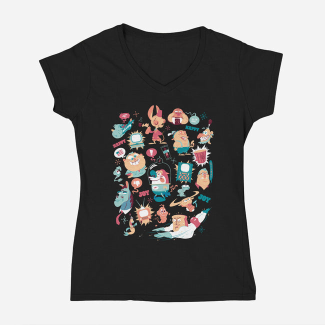 Eediot Box-womens v-neck tee-tanoshiboy