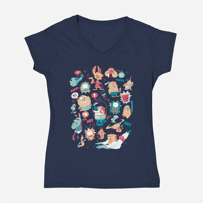 Eediot Box-womens v-neck tee-tanoshiboy